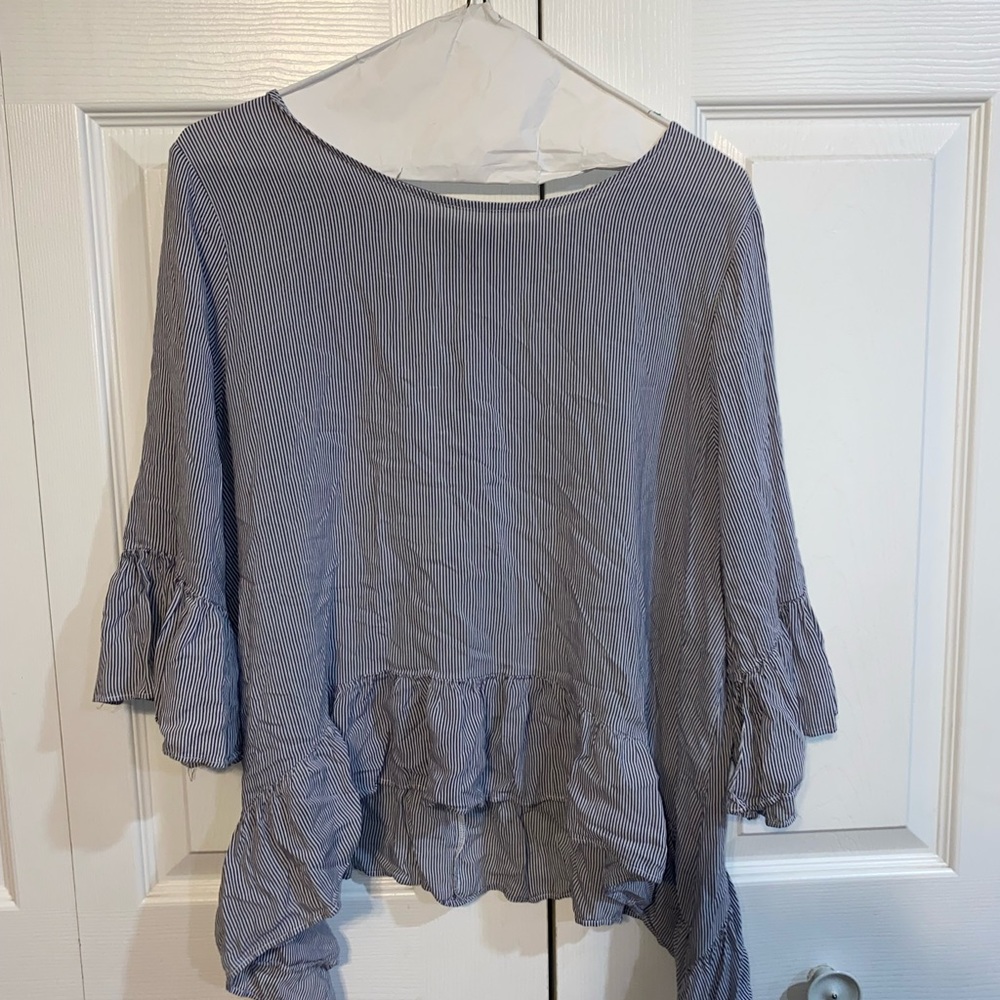 Petite extra large striped blouse